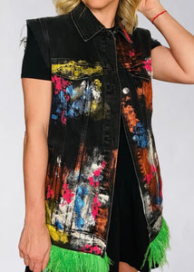 SPLASH METALLICS & FEATHER VEST