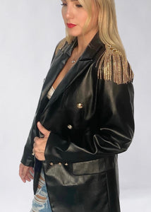 SHOULDER PADS LEATHER BLAZER