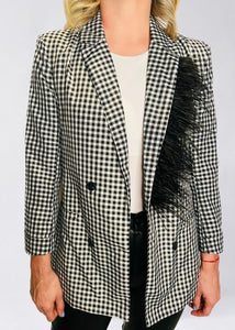 BLACK & WHITE FEATHER BLAZER